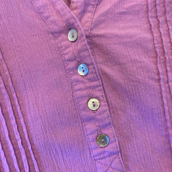 Appleseed’s cotton pink pleat front popover blouse medium - Picture 5 of 8